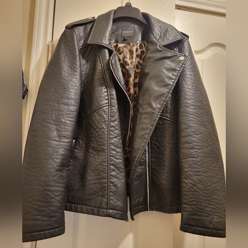 Lane Bryant Black Leather Moto Jacket  Size 14/16